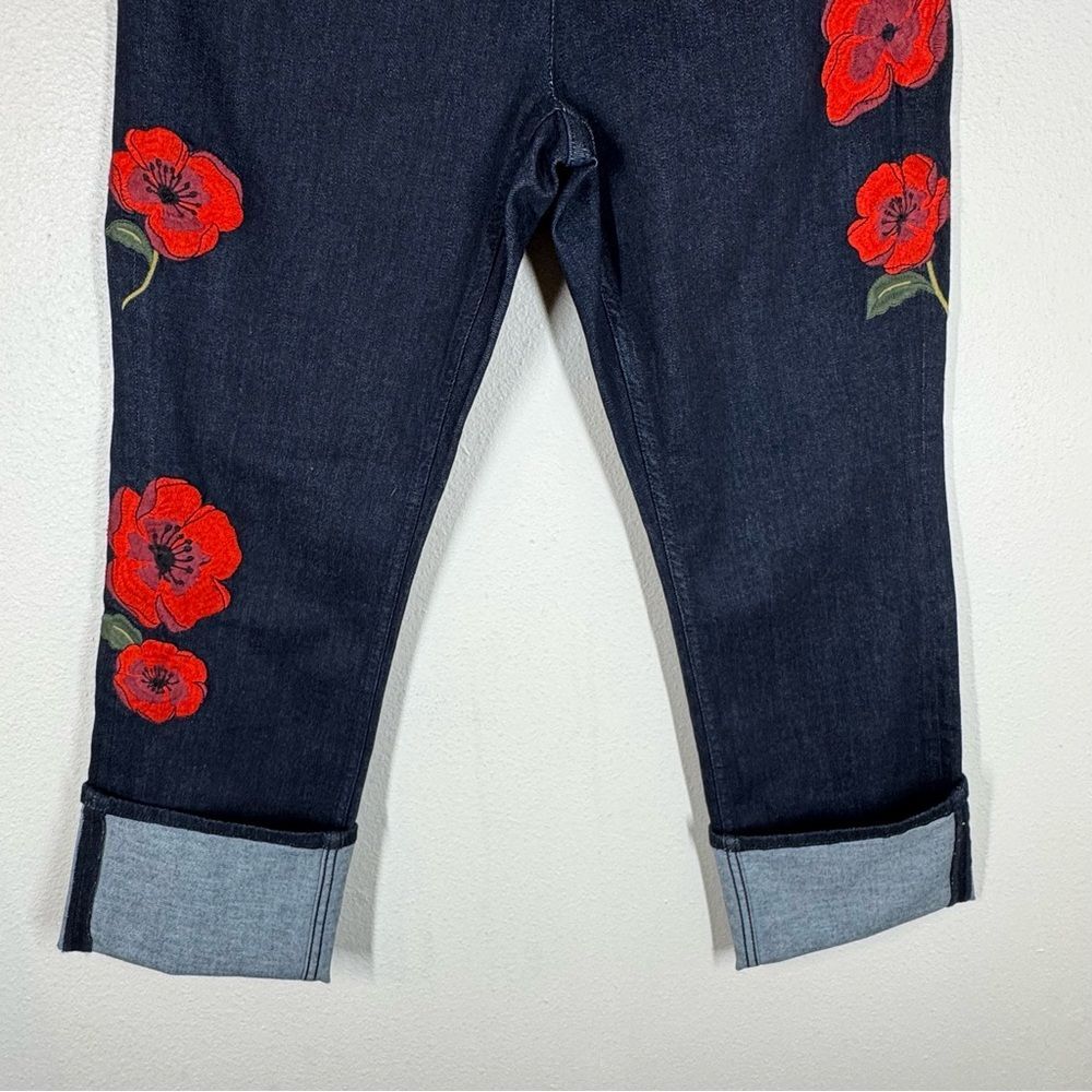 Kate Spade Broome Street Poppy Embroidered Straight Leg Jeans Floral Preppy 29 - Picture 4 of 9